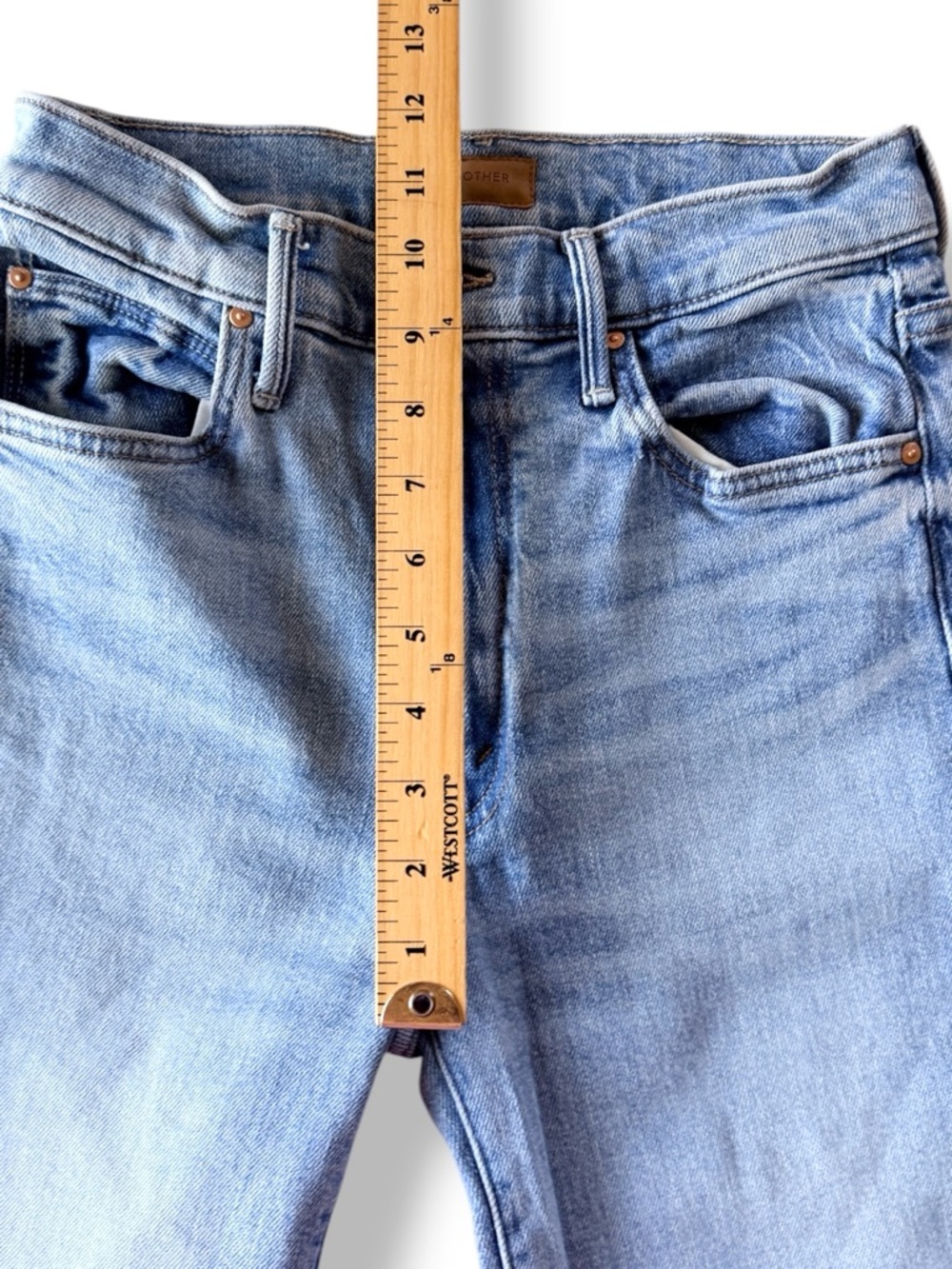 MOTHER The Kick It High Waist Straight Leg Jeans in Tarot Time Blue Size 26 - Picture 12 of 16